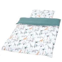 Sevira Kids Linge De Lit Bébé Couette Et Oreiller Bébé En Coton - SAFARI 100x135cm