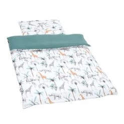 Sevira Kids Linge De Lit Enfant Couette Et Oreiller Enfant Prêt à Dormir, Safari 135x100cm / 60x40cm