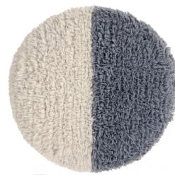 Lorena Canals Matelas De Sol Enfant Coussin De Sol Laine Bicolore Bleu Beige D70cm