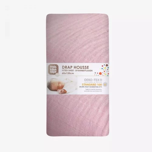 Kinousses Linge De Lit Bébé Drap Housse Bébé 60 X 120 Cm Rose Mousseline De Coton 4 Kinousses Linge De Lit Bébé Drap Housse Bébé 60 X 120 Cm Rose Mousseline De Coton – Image 2