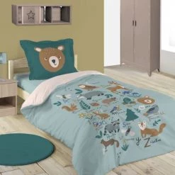 Home Maison Linge De Lit Enfant Housse De Couette 140x200cm + 1 Taie Coton