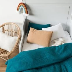 Cocoeko Linge De Lit Enfant Housse De Couette Bébé Bleu Paon