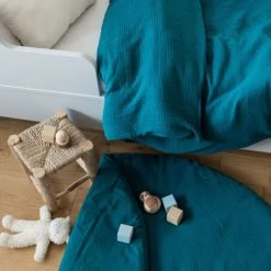 Cocoeko Linge De Lit Enfant Housse De Couette Bébé Bleu Paon -Linge de lit bébé Soldes housse de couette bebe bleu paon 3