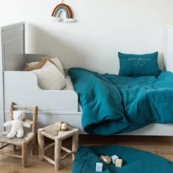 Cocoeko Linge De Lit Enfant Housse De Couette Bébé Bleu Paon -Linge de lit bébé Soldes housse de couette bebe bleu paon 4