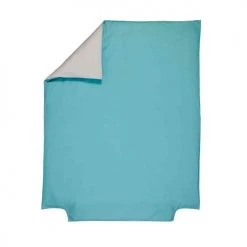 P'tit Basile Linge De Lit Bébé Housse De Couette Bicolore 100% Coton Bio 120x150 Turquoise Et Gris Pe