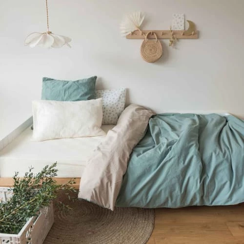 Cocoeko Linge De Lit Enfant Housse De Couette Coton Lavé Vert De Gris 5 Cocoeko Linge De Lit Enfant Housse De Couette Coton Lavé Vert De Gris – Image 3