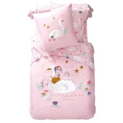 Becquet Linge De Lit Enfant Housse De Couette Enfant Réversible 140x200 Rose En Coton