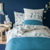 Blanc Cerise Linge De Lit Enfant Housse De Couette Imprimée En Coton 140x200 Cm Blanc Et Bleu