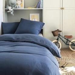 Essix Linge De Lit Enfant Housse De Couette En Coton Orange 140x200 12 Essix Linge De Lit Enfant Housse De Couette En Coton Orange 140x200 -Linge de lit bébé Soldes housse de couette unie en gaze de coton bleu 140x200 1