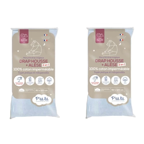 P'tit Lit Linge De Lit Bébé Lot De 2 Draps Housses Alèses 2 En 1 Coton Imperméable Gris 60x120 Cm 3 P'tit Lit Linge De Lit Bébé Lot De 2 Draps Housses Alèses 2 En 1 Coton Imperméable Gris 60x120 Cm