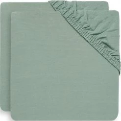 Jollein Linge De Lit Bébé Lot De 2 Draps Housses En Coton Ash Green (60 X 120 Cm)
