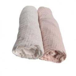 Noukie's Linge De Lit Bébé Lot De 2 Draps Housses En Mousseline De Coton Rose Clair (60 X 120 Cm) -Linge de lit bébé Soldes lot de 2 draps housses en mousseline de coton rose clair 60 x 120 cm 2