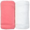 Eveil Et Nature Linge De Lit Bébé Lot De 2 Draps Housses Jersey 40x80 Cm Coton Bio Blanc/Corail -Linge de lit bébé Soldes lot de 2 draps housses jersey 40x80 cm coton bio blanc corail