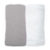 Eveil Et Nature Linge De Lit Bébé Lot De 2 Draps Housses Jersey 40x80 Cm Coton Bio Gris/Blanc
