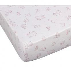 Blanc Avenue Bébé Linge De Lit Bébé Lot De 2 Draps Housses Jersey 60x120 Cm Blanc/rose
