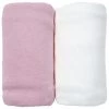Eveil Et Nature Linge De Lit Bébé Lot De 2 Draps Housses Jersey 60x120 Cm Coton Bio Blanc/Rose -Linge de lit bébé Soldes lot de 2 draps housses jersey 60x120 cm coton bio blanc rose