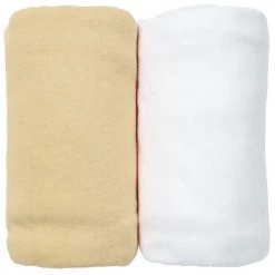 Eveil Et Nature Linge De Lit Bébé Lot De 2 Draps Housses Jersey 70x140 Cm Coton Bio Blanc/Jaune