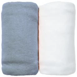 Eveil Et Nature Linge De Lit Bébé Lot De 2 Draps Housses Jersey 70x140 Cm Coton Bio Blanc/Océan