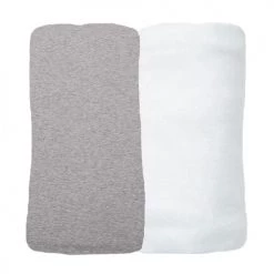 Eveil Et Nature Linge De Lit Bébé Lot De 2 Draps Housses Jersey 70x140 Cm Coton Bio Gris/Blanc