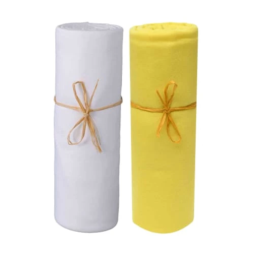 P'tit Basile Linge De Lit Bébé Lot De 2 Draps Housses Jersey Bio Blanc Et Jaune Or 70x140 3 P'tit Basile Linge De Lit Bébé Lot De 2 Draps Housses Jersey Bio Blanc Et Jaune Or 70x140