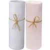 P'tit Basile Linge De Lit Bébé Lot De 2 Draps Housses Jersey Bio Blanc Et Rose Poudré 60x120 -Linge de lit bébé Soldes lot de 2 draps housses jersey bio blanc et rose poudre 60x120 1