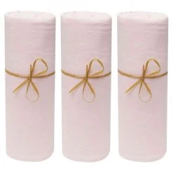 P'tit Basile Linge De Lit Bébé Lot De 3 Draps Housses Jersey Bio Rose Poudré 70x140
