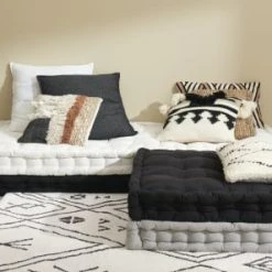 Maisons Du Monde Matelas De Sol Enfant Matelas En Coton Gris 90x90cm -Linge de lit bébé Soldes matelas en coton gris 90x90cm 1000 5 32 168747 4