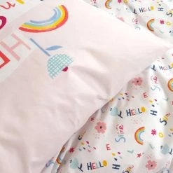 Home Maison Linge De Lit Enfant Parure De Couette Enfant Marelle Coton Rose 140x200 -Linge de lit bébé Soldes parure de couette enfant marelle coton rose 140x200 3