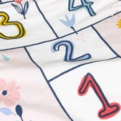 Home Maison Linge De Lit Enfant Parure De Couette Enfant Marelle Coton Rose 140x200 -Linge de lit bébé Soldes parure de couette enfant marelle coton rose 140x200 4