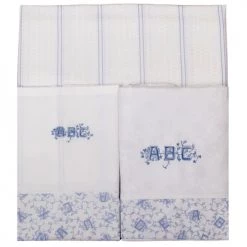 Laura Ashley Baby Linge De Lit Bébé Parure De Lit 3 Pc-2 Draps 120x180 Cm Et 1 TO 35x50 Cm Alphabet Bleu