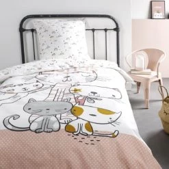 Today Linge De Lit Enfant Parure De Lit Animal En Coton Rose 140x200 Cm
