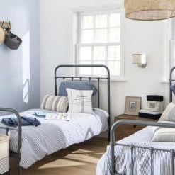 Maisons Du Monde Linge De Lit Enfant Parure De Lit En Chambray De Coton Bleu 140x200 -Linge de lit bébé Soldes parure de lit en chambray de coton bleu 140x200 1000 8 19 142740 22