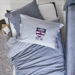 Maisons Du Monde Linge De Lit Enfant Parure De Lit En Chambray De Coton Bleu 140x200 -Linge de lit bébé Soldes parure de lit en chambray de coton bleu 140x200 1000 8 19 142740 25