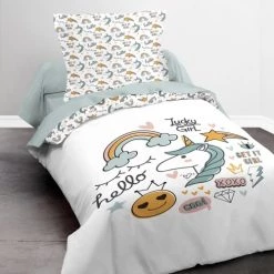 Today Linge De Lit Enfant Parure De Lit En Coton Blanc 140x200 Cm