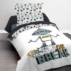 Today Linge De Lit Enfant Parure De Lit En Coton Blanc 140x200 Cm