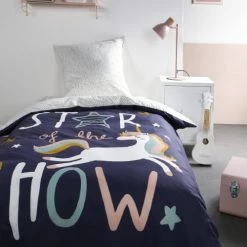 Today Linge De Lit Enfant Parure De Lit En Coton Bleu 140x200 Cm