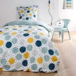 Today Linge De Lit Enfant Parure De Lit En Coton Bleu 140x200 Cm