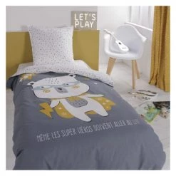 Today Linge De Lit Enfant Parure De Lit En Coton Bleu 140x200 Cm