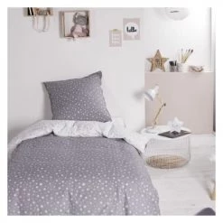 Today Linge De Lit Enfant Parure De Lit En Coton Gris 140x190 Cm