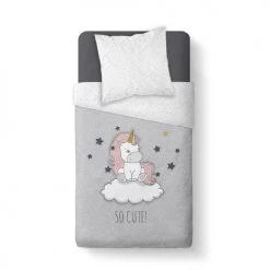 Today Linge De Lit Enfant Parure De Lit En Coton Gris 140x200 Cm -Linge de lit bébé Soldes parure de lit en coton gris 140x200 cm 3