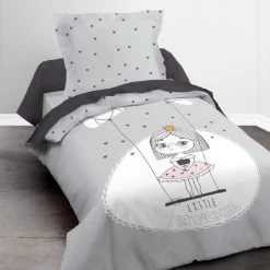 Today Linge De Lit Enfant Parure De Lit En Coton Gris 140x200 Cm -Linge de lit bébé Soldes parure de lit en coton gris 140x200 cm 6