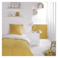 Today Linge De Lit Enfant Parure De Lit En Coton Jaune 140x190 Cm