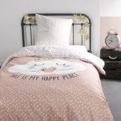 Today Linge De Lit Enfant Parure De Lit En Coton Rose 140x200 Cm