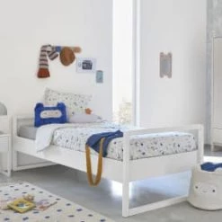 Maisons Du Monde Linge De Lit Enfant Parure De Lit Enfant En Coton Bleu, Blanc Et Beige Imprimé 140x200 -Linge de lit bébé Soldes parure de lit enfant en coton bleu blanc et beige imprime 140x200 1000 3 39 215699 2