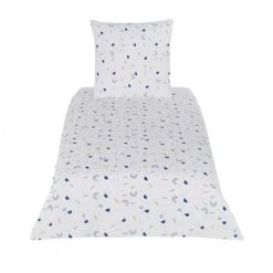 Maisons Du Monde Linge De Lit Enfant Parure De Lit Enfant En Coton Bleu, Blanc Et Beige Imprimé 140x200