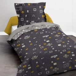Today Linge De Lit Enfant Parure De Lit Enfant En Coton Gris 140x200 Cm -Linge de lit bébé Soldes parure de lit enfant en coton gris 140x200 cm 2