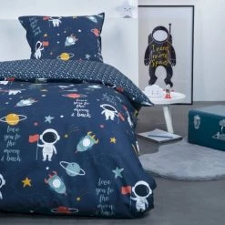 Today Linge De Lit Enfant Parure De Lit Enfant Imprimé En Coton Bleu 140x200cm