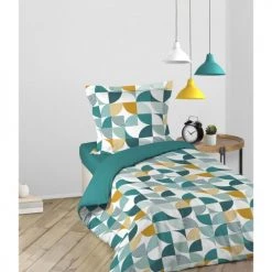 Home Maison Linge De Lit Enfant Parure De Lit Esprit Géométrique Coton Bleu 200x140cm -Linge de lit bébé Soldes parure de lit esprit geometrique coton bleu 200x140cm 2