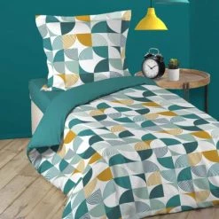 Home Maison Linge De Lit Enfant Parure De Lit Esprit Géométrique Coton Bleu 200x140cm