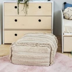 Linge de lit bébé Soldes -Linge de lit bébé Soldes pouf en coton beige 54x54x27 1